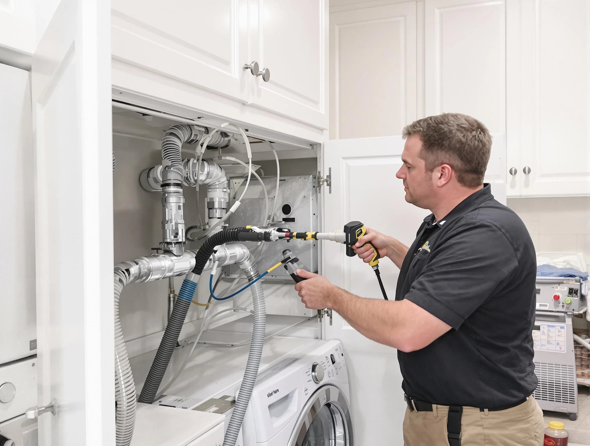 Kennesaw Dryer Vent Cleaning professional removing severe blockage from a clogged dryer vent in Kennesaw