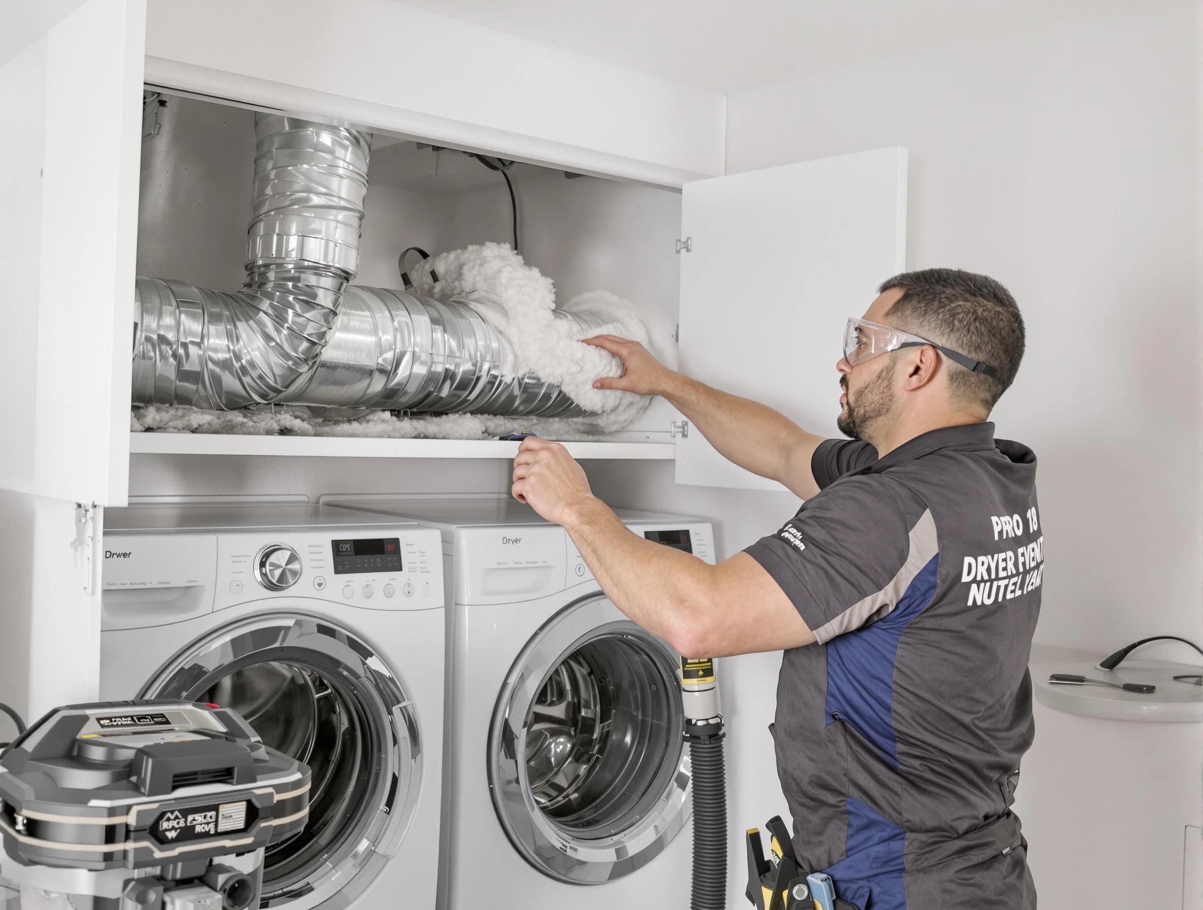 Kennesaw Dryer Vent Cleaning certified technician performing specialized gas dryer vent cleaning in Kennesaw